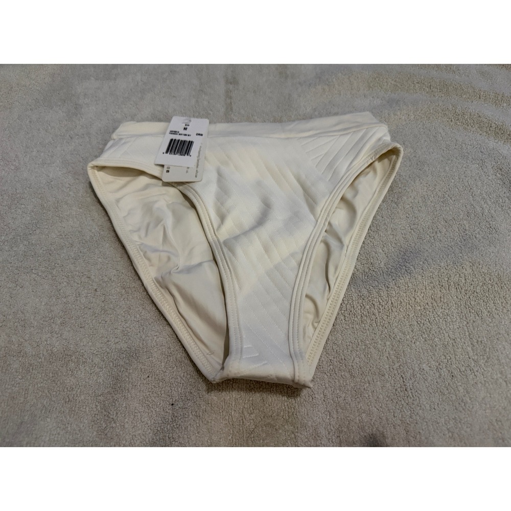 L*Space Frenchi Bitsy Cut Ribbed Bikini Bottom Cream Off White M CBFRB18